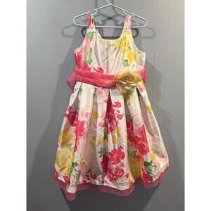 Girls Sweet Heart Rose Floral Dress Size 6X Multicolor